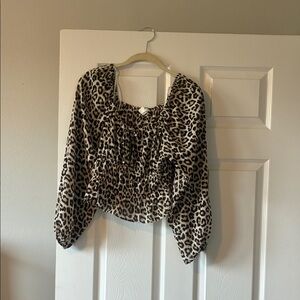 H&M Leopard Print Blouse - Black and Brown